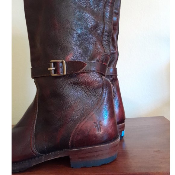 women's Frye dark brown leather knee high boots sz 7 made in Spain - Picture 2 of 13
